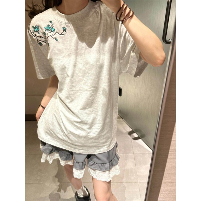H0693-P35袖口订标+前后绣花休闲宽松短袖T恤，女装T恤，星座617A-2