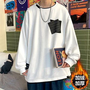 货足支持各种活动7XL-M港风加绒卫衣男2023冬季新款加绒加厚大码,男装卫衣,钱塘717(原712)