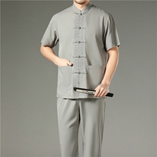 中老年唐装男风短袖套装夏季老人男装中式爷爷太极服爸爸夏装，男装民族服装，电商B212（原钱塘6029）