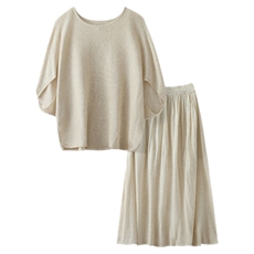 夏季新款简约休闲天丝亚麻套装裙，女装套装/套裙，阿娇羊绒