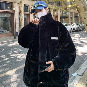 冬季棉服加厚保暖格子棉衣港风潮流两面穿羊羔毛外套男MY56-P135图片