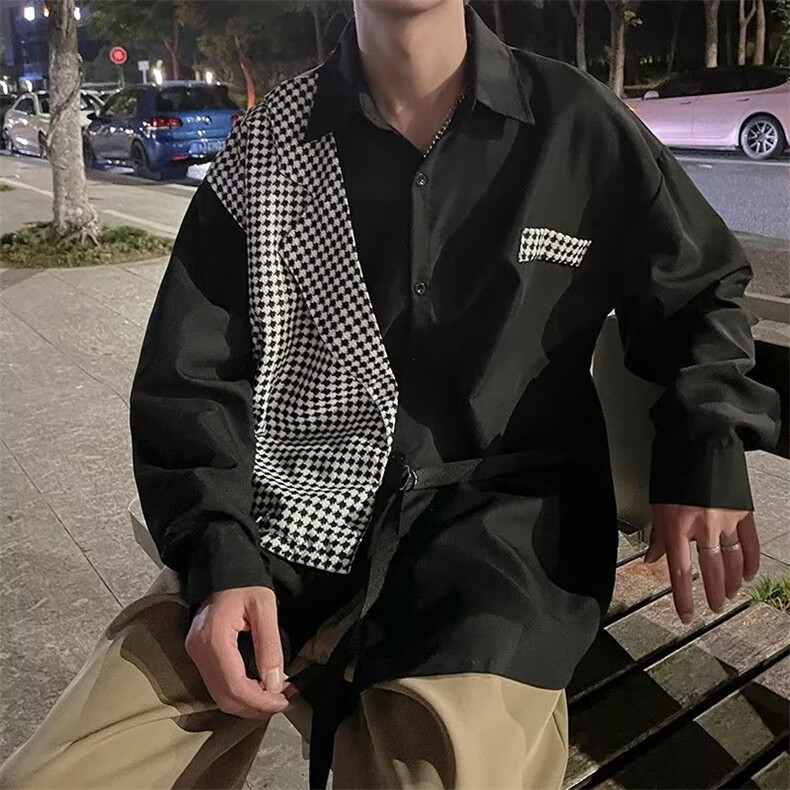 冷淡风男装高级感炸街衬衫男假两件设计感小众长袖C361P38,男装衬衫,星座1116-2