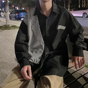 冷淡风男装高级感炸街衬衫男假两件设计感小众长袖C361P38图片