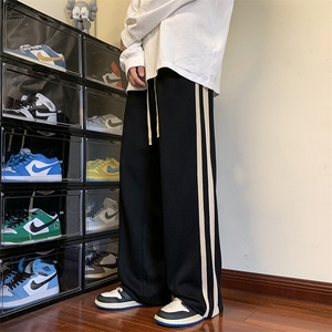 KP728 P40港风休闲裤男宽松直筒拖地裤卫裤图片