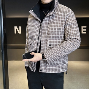 标50绒店主风2025新款男士格子立领羽绒服2507-P195(控券后288)图片