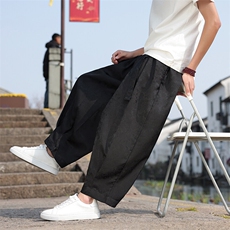 2025春夏新款风提花休闲裤男士宽松大码阔腿哈伦裤K2509-P75，男装休闲裤，电商A008
