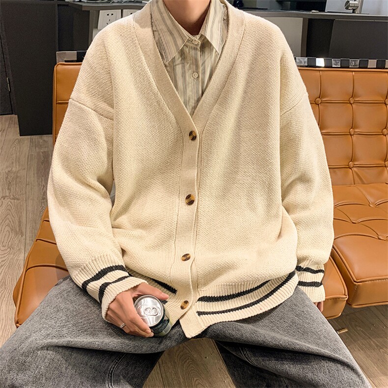 V领开衫毛衣外套2023秋冬季新款学院风韩版宽松针织衫M801-P56，男装针织衫/毛衣，星座512-2