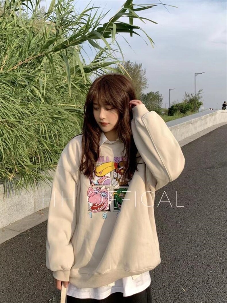 爆加绒卡通卫衣，女装卫衣/绒衫，hh