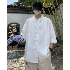抖音品质夏季新款新中式宽松盘扣衬衫Dmm045-特p35控68图片