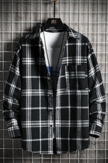 男士格子外套长袖衬衫宽松日系潮流上衣服DF01T，男装衬衫，电商A102