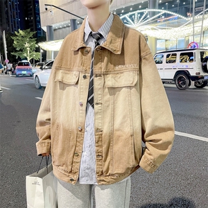 美式复古水洗宽松休闲翻领夹克2023秋季牛仔外套男士 W7831-P64图片