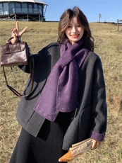 复古撞色双面羊绒大衣女2025秋冬新款独特别致小个子百搭毛呢外套，女装毛呢外套，慧尚2-185