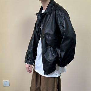 现货-秋季皮衣外套男宽松休闲PU机车皮夹克潮流A584-P90图片