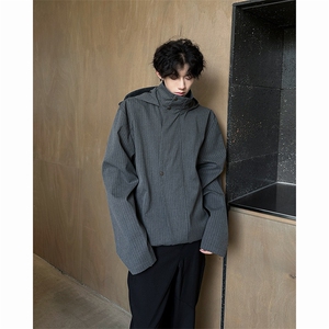 现货！25秋冬男士质感西服连帽条纹短款夹克外套特JK72-P118图片