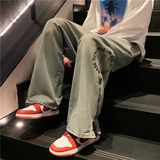 k1007-p55-控78M-5XL港风黄泥拉链高阶黑暗宽松大码牛仔裤，男装牛仔裤，星座116