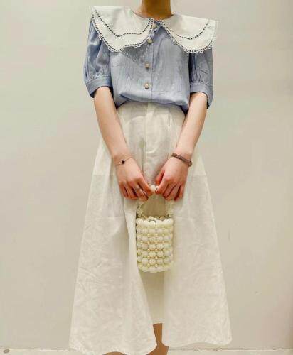 2021夏季绣花领子上衣，女装，千衣百顺