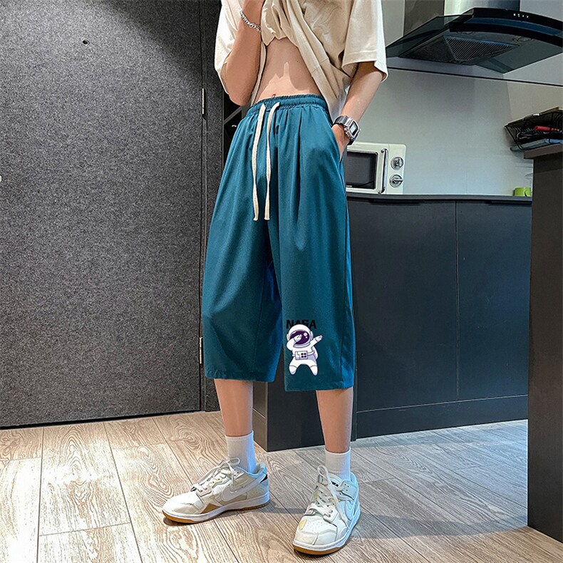 QK72225-P25冰丝七分裤男大码速干短裤男五分裤港风,男装休闲裤,电商A040
