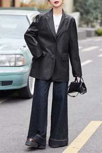 BAO款皮衣女2025新款款小个子高级感宽松春秋季韩版洋气西装外套图片