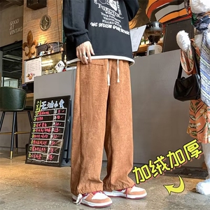 男秋季新款港风休闲裤加绒加厚A377加绒P40图片
