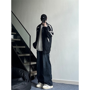 cleanfit美式高街深蓝色渐变牛仔裤男修身微喇高腰欧美vibe裤子秋图片