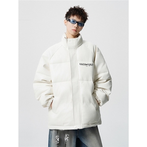 鳄鱼纹印花设计大码M-5XL手塞棉夹克PU皮棉服外套男8507P120控158图片