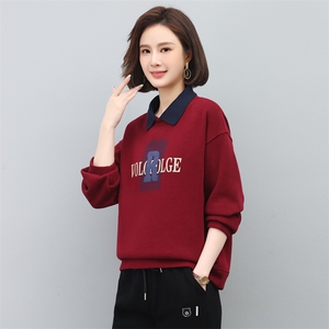 2022年秋季新款印花字母加绒加厚卫衣女长袖韩版宽松显瘦上衣服棉图片