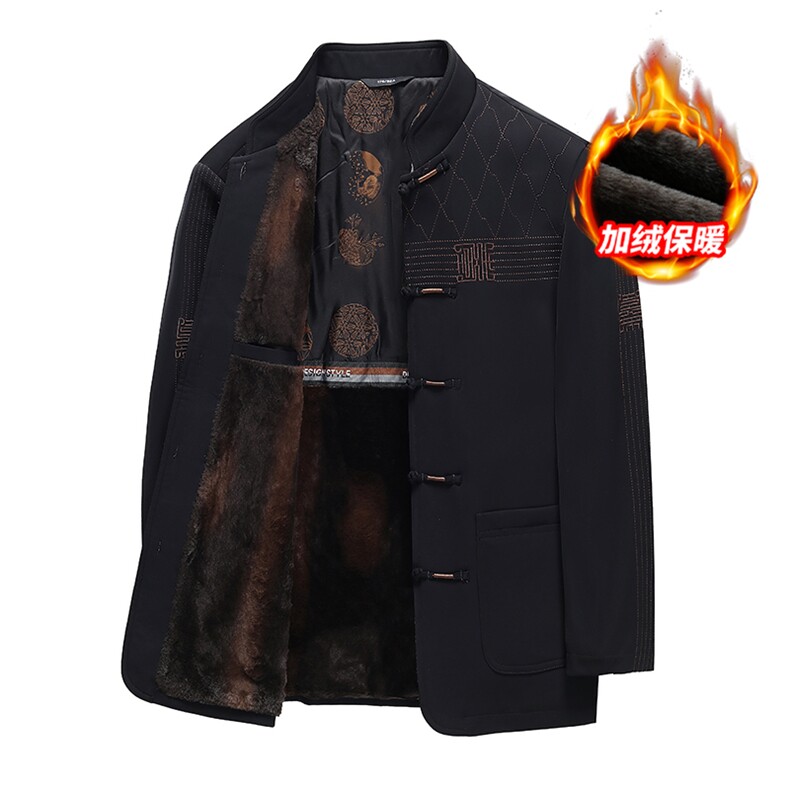 继续主推中老年风唐装棉服男中山装盘扣外套复古加绒棉衣,男装棉衣,钱塘723