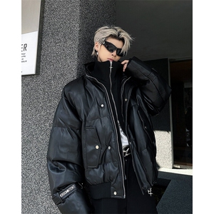高街假两件冬季金属感2024夹克立领棉服面包服外套男MF330-P118图片