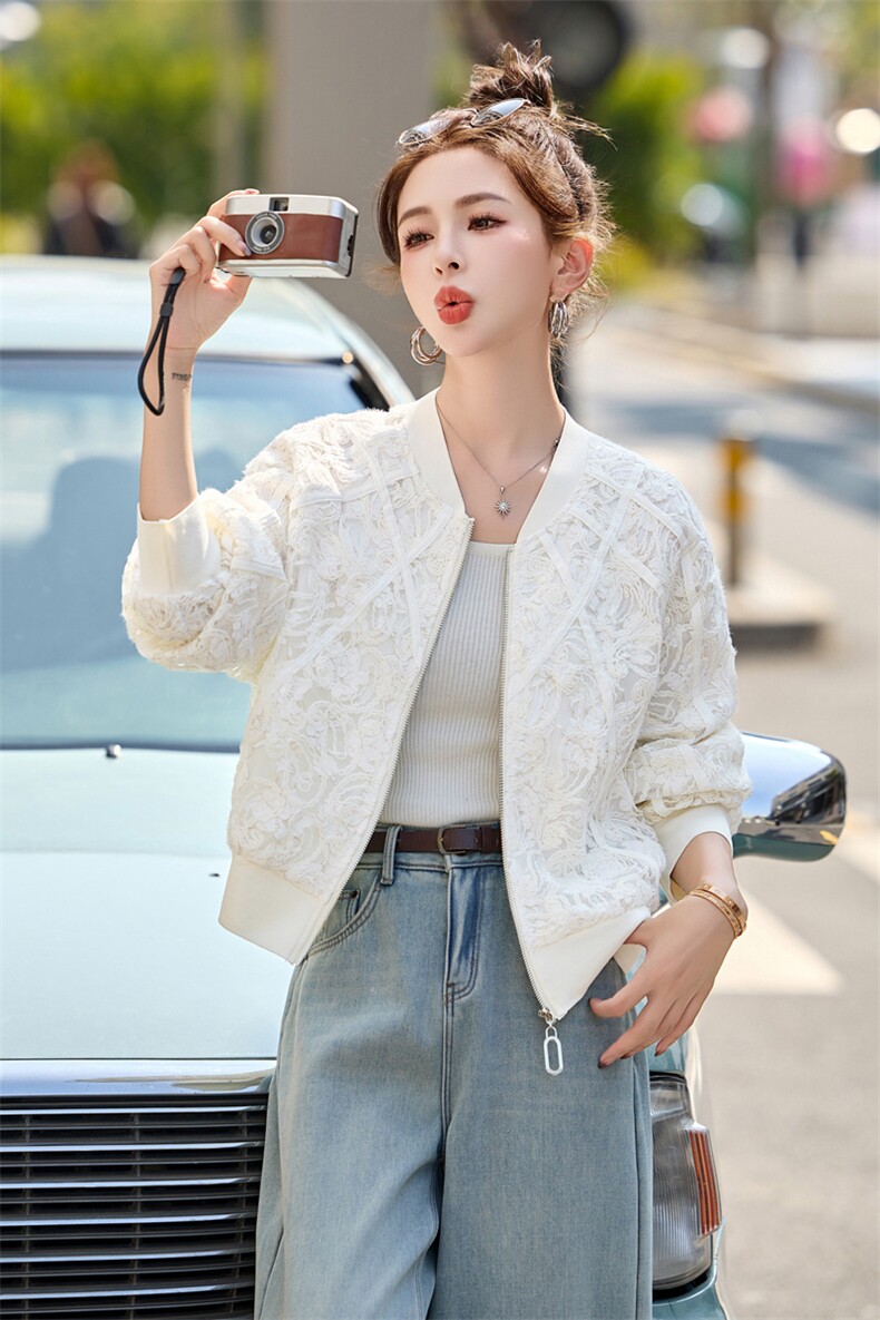 法式重工蕾丝刺绣休闲短外套女2025春新款小个子气质减龄宽松上衣,女装短外套,瑶迪依秀