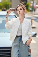 法式重工蕾丝刺绣休闲短外套女2025春新款小个子气质减龄宽松上衣，女装短外套，瑶迪依秀