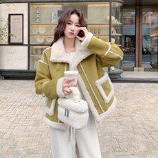 新款主推仿水貂皮毛一体外套2688-P205-K308，女装短外套，2C129