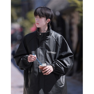 2025港风鳄鱼纹皮衣大码M-5XL休闲潮流夹克成分100%PUJK7570P85控图片