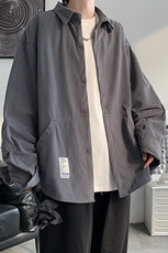 24秋装港风复古灯芯绒长袖衬衫宽松BF休闲学生外套潮H221/P45，男装衬衫，钱塘713