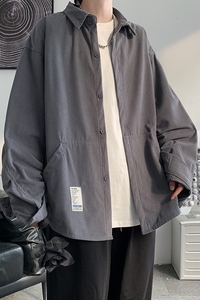 24秋装 港风复古灯芯绒长袖衬衫宽松BF休闲学生外套潮 H221/P45图片
