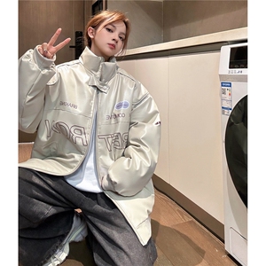 2025新款美式PU皮棉衣冬季加厚棉服潮牌机车外套ins D233 P100图片