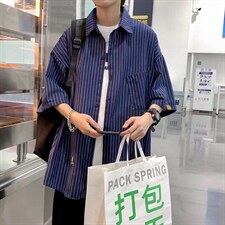 夏季短袖衬衫潮流帅气休闲衬衫条纹衬衫C550P28，男装衬衫，星座1116-2
