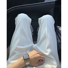 WE1639-P38潮流百搭ins流行原宿高质量冰丝西裤白色新款气质慵懒，男装西裤，电商B323A