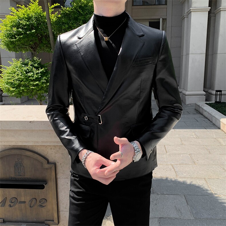 秋冬店主休闲夹克皮西装单西男士修身休闲西服A236-XZ2303-145,男装夹克,电商A236