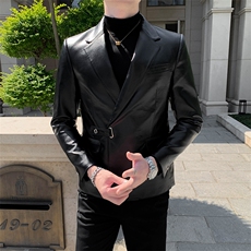 秋冬店主休闲夹克皮西装单西男士修身休闲西服A236-XZ2303-145，男装夹克，电商A236