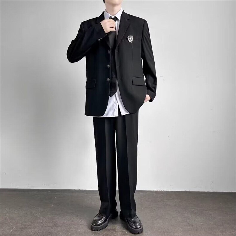 日系学院风dk制服西服套装宽松痞帅春秋季jk学生班服徽章西服外套,男装西服,星座506A