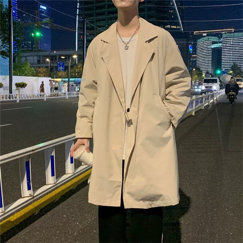 2022新款外套男韩版秋季风衣港风大衣男士宽松上衣服 W3714-P55图片