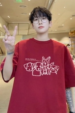 藏青色美式线条小狗t恤短袖男潮牌潮流痞帅高街ootd穿搭重磅半袖，男装T恤，电商C408(原B339-1)