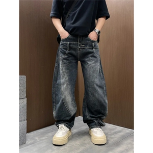 [008] 做旧多口袋拼接工装牛仔裤男宽松直筒休闲 A079-NA670-P55图片