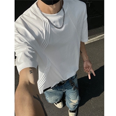 夏季新品纹理感短袖T恤立体剪裁纯色半袖体恤男H1080特P35，男装T恤，电商A341