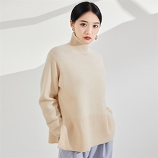 女士秋冬季新款时尚宽松半高领羊毛衫，女装羊毛衫，奢优羊绒