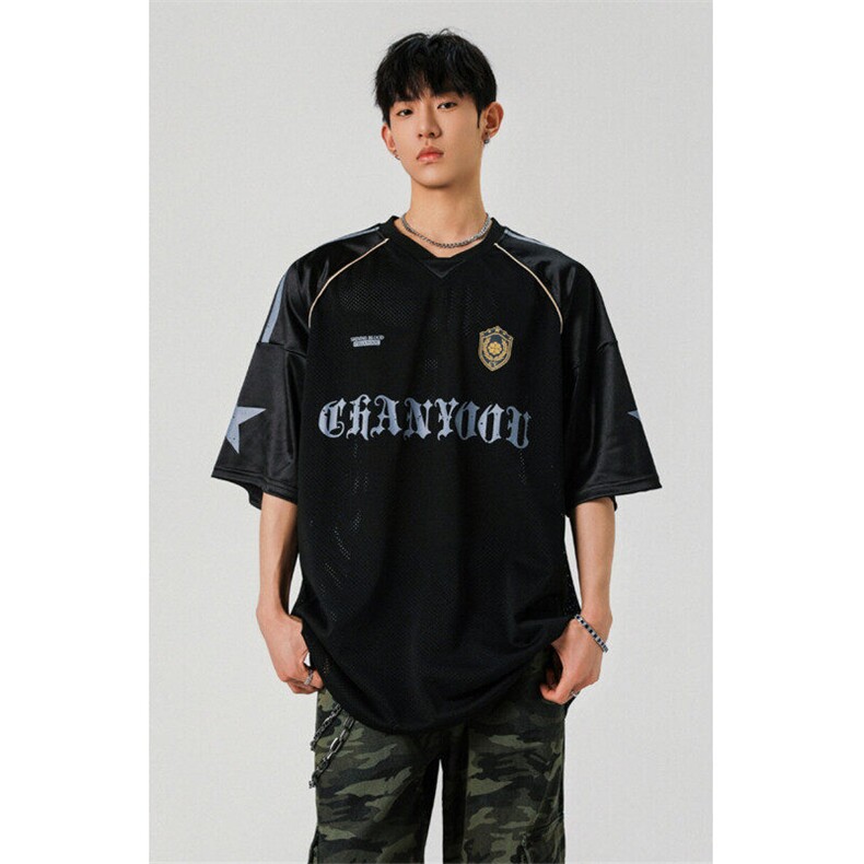 706-T0220-P38夏季美式设计感透气冰球服潮牌痞帅篮球服短袖T,男装T恤,星座706