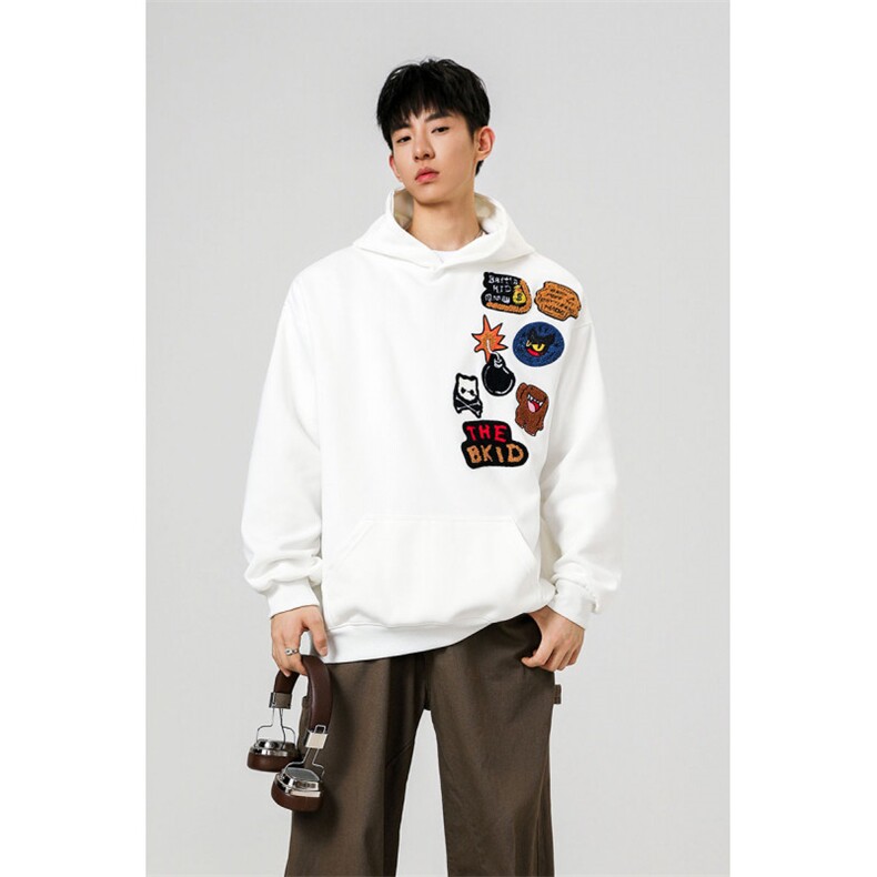 万针刺绣结构设计重磅秋冬全棉高品质美式高街连帽卫衣外套Y7802，女装短外套，电商A486-1