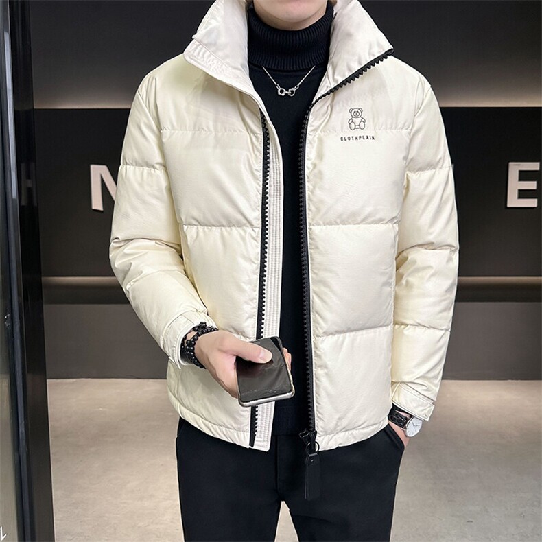 皮羽绒服男2024新款立领小熊刺绣羽绒外套B240-YR18916-P175,男装羽绒服,电商B240