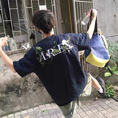 万针全刺绣工艺抖音得物高品质260克重磅纯棉双纱美式高街短袖T恤，男装T恤，电商A486