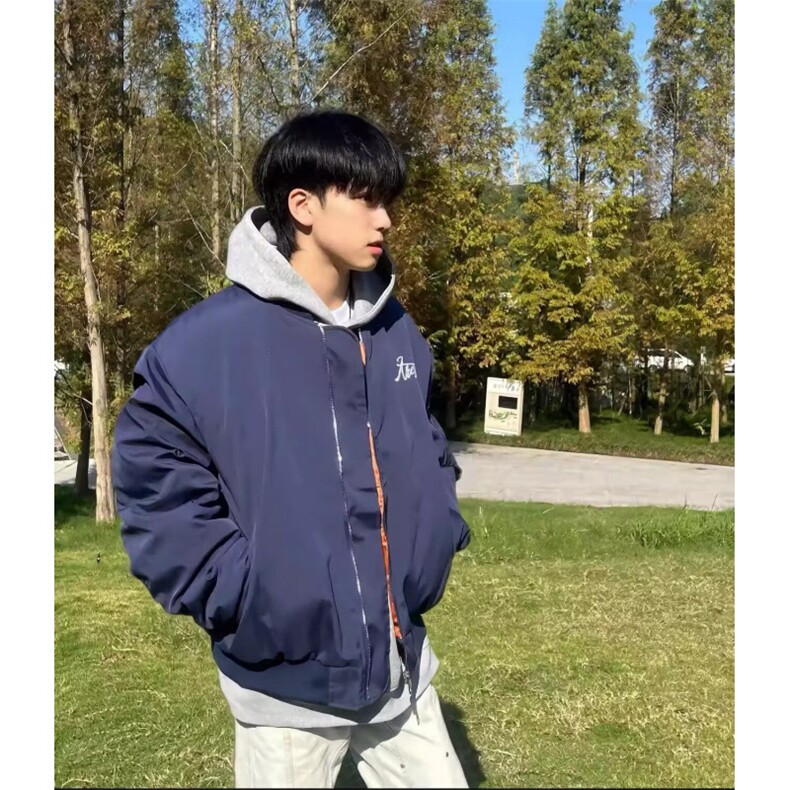 现货新款棒球领夹克男女款美式复古宽松百搭情侣外套LJK277-P72,男装夹克,星座1008